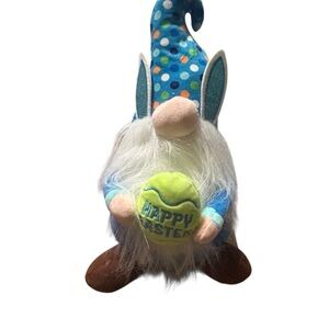 Easter Gnome Bunny Ears Polka Dot Hat Holding Happy‎ Easter Tennis Ball